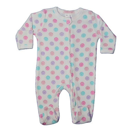 Baby Zipper Footie - Pink Smile (8986931233052)