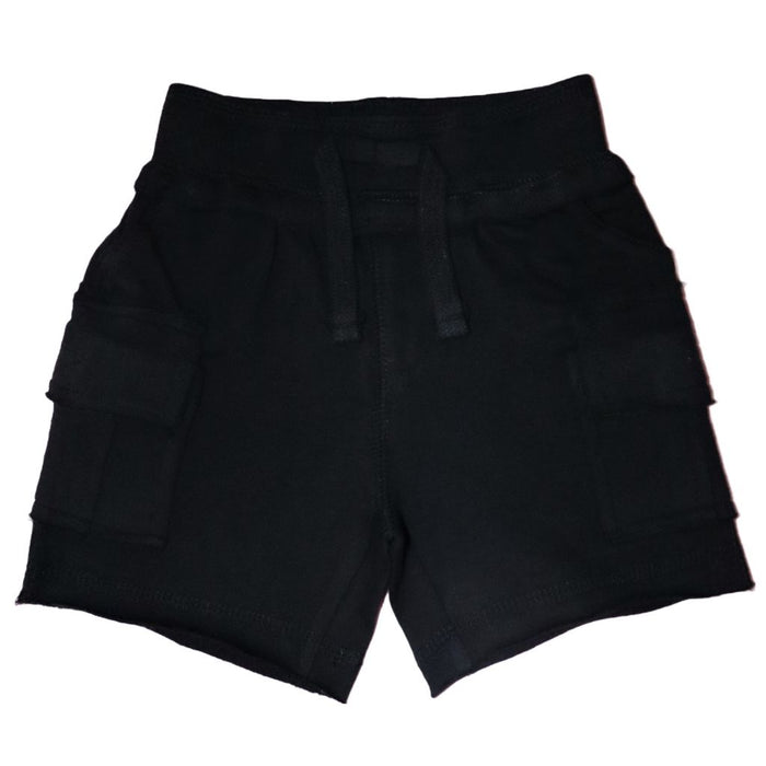 Kids Solid Cargo Shorts - Black