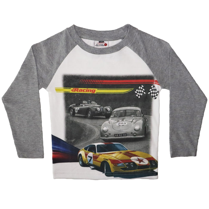 Kids Long Sleeve Raglan Shirt - Car Racer Raglan (8186348437788)