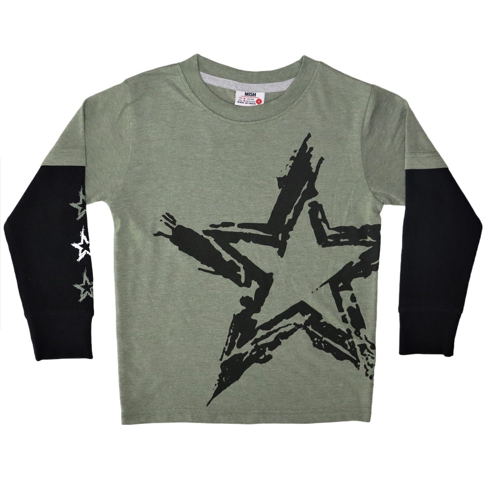 Kids Long Sleeve Shirt - Grunge Star 2fer (8103143604508)