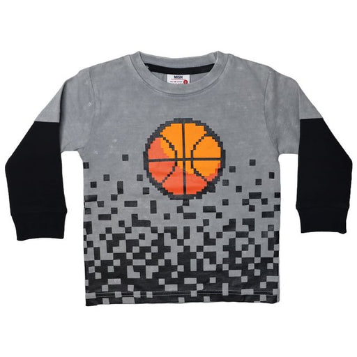 Kids Long Sleeve 2FER Enzyme Tee - Pixel Basketball (8941226066204)