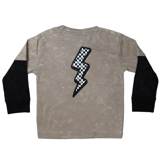 Kids Long Sleeve 2FER Enzyme Tee - Checker Bolt (8942127939868)