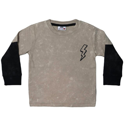 Kids Long Sleeve 2FER Enzyme Tee - Checker Bolt (8942127939868)