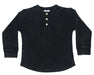 Kids Long Sleeve Thermal Henley Shirt - Black (8995047276828) (10594933670172)