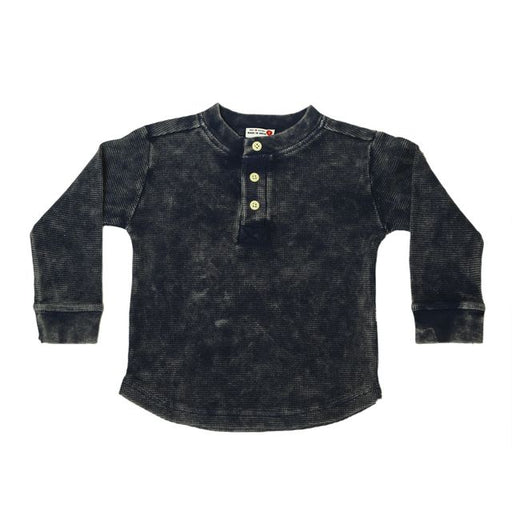 Kids Long Sleeve Thermal Henley Tee - Black Enzyme (8995047276828) (8942155890972)