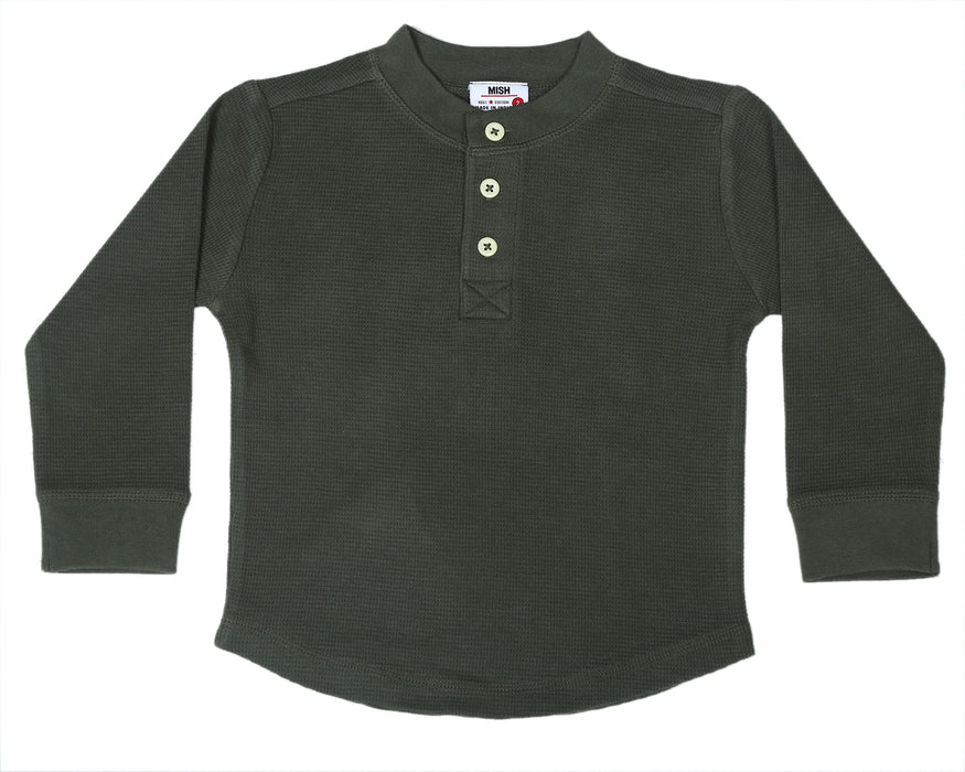 E26211-OLIVE Thermal Henley Shirt