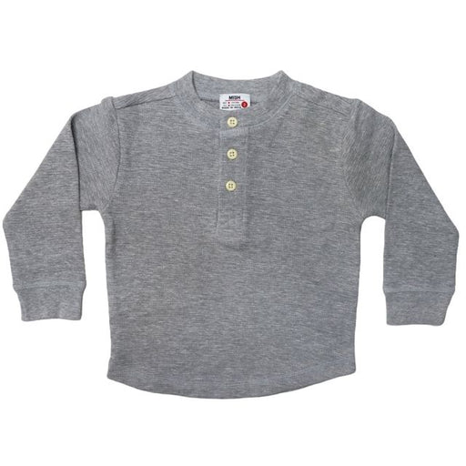 Kids Long Sleeve Thermal Henley Tee - Heather (8942153072924)