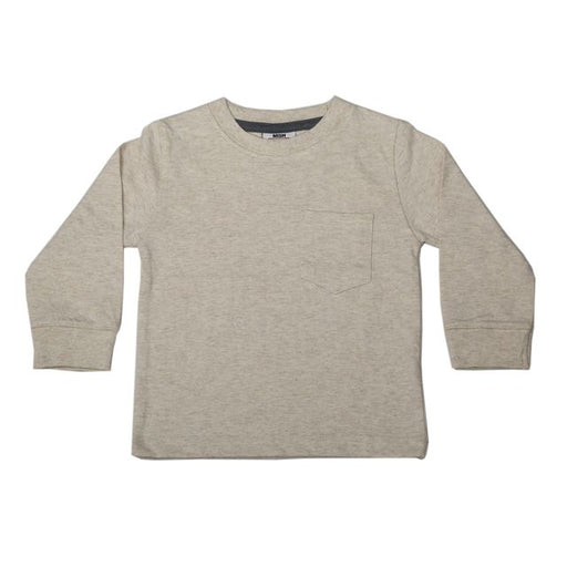 Kids Long Sleeve Heather Pocket Tee - Oatmeal (8942175584540)