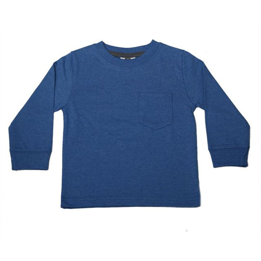 Kids Long Sleeve Heather Pocket Tee - Cobalt (8942176698652)