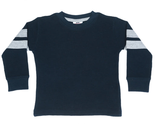 Kids Long Sleeve Thermal Striped Shirt - Navy (8995062907164) (10601693708572)