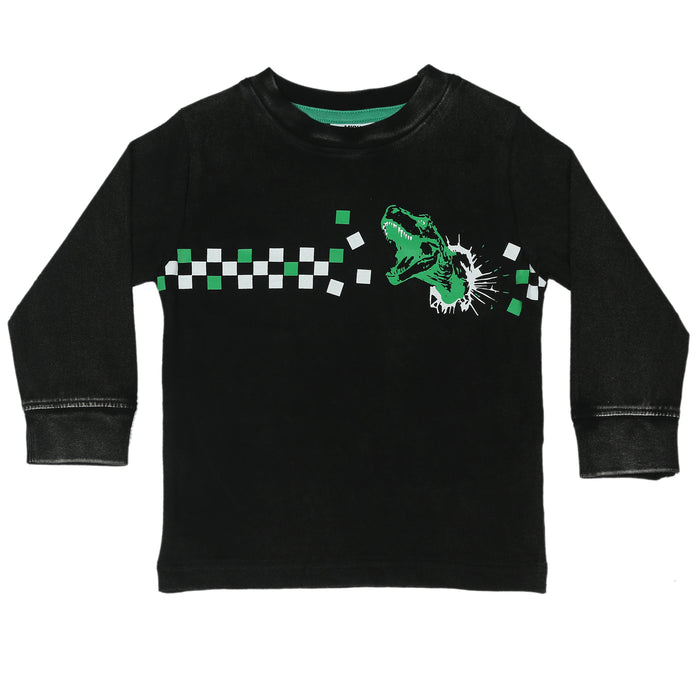 Kids Long Sleeve Enzyme Tee - Dino Check (9998385447196) (10633495740700)