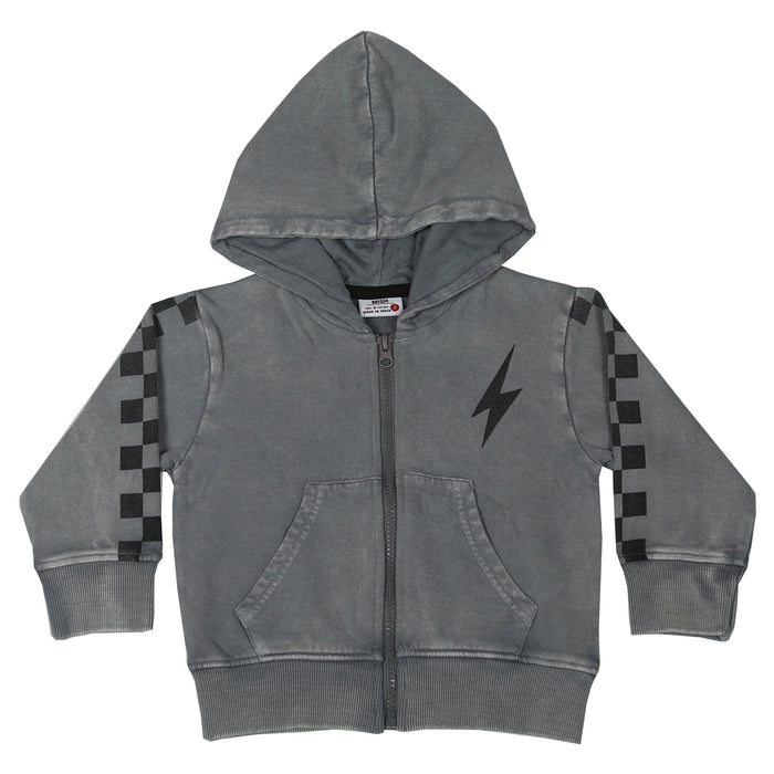 Kids Enzyme Zip Hoodie - Check Coal (9999070626076) (10633474212124)