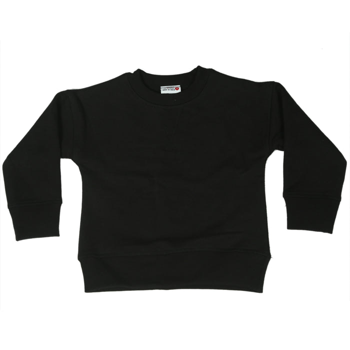 Kids Crew Neck Sweatshirt - Black (10020361928988) (10611634667804)