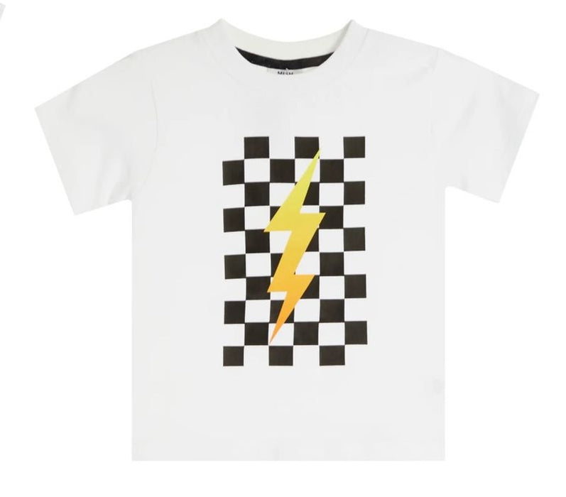 Kids Tee - Gradient Check Bolt - Orange