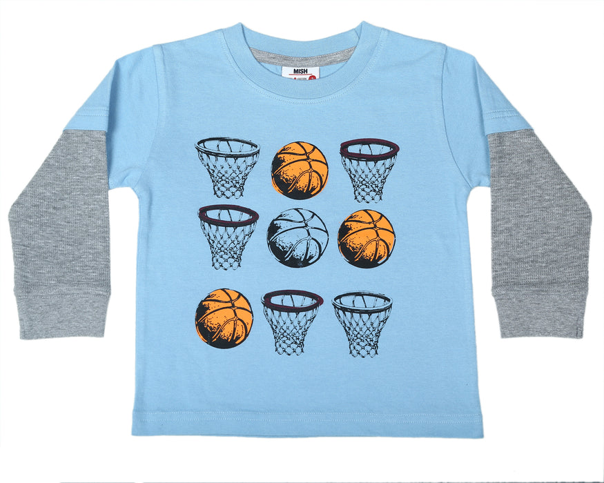 Kids Two-fer Shirt - Basketball Grid