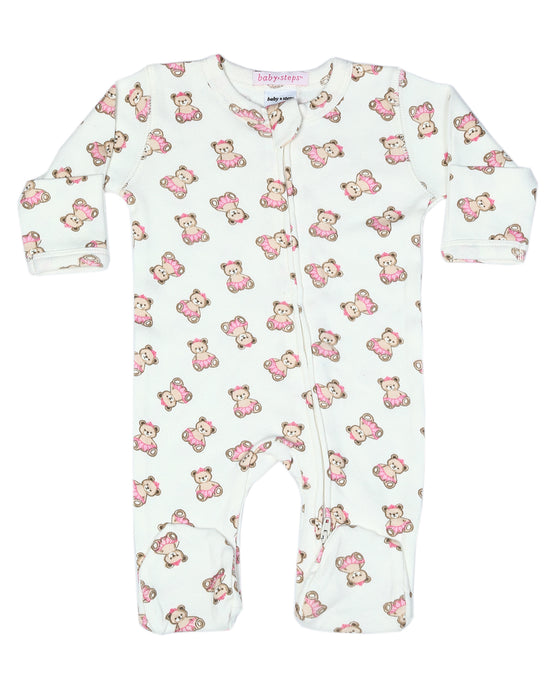 Baby Zipper Footie - Princess Bears (10598351438108) (10040365089052)