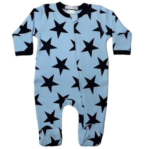 Baby Zipper Footie - Large Star Blue (8476928999708)