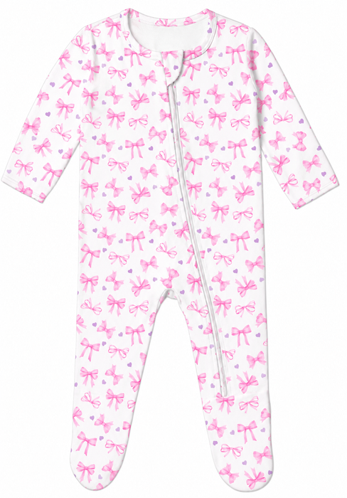Baby Footie - Pink Bows