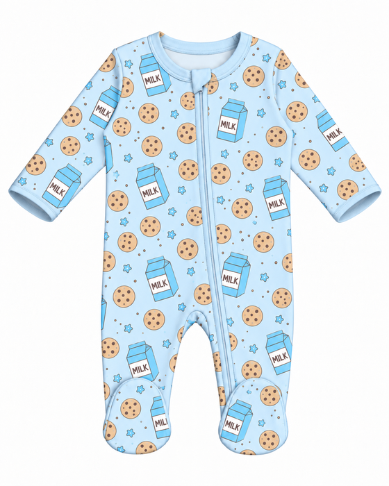 Baby Footie - Milk & Cookies - Blue