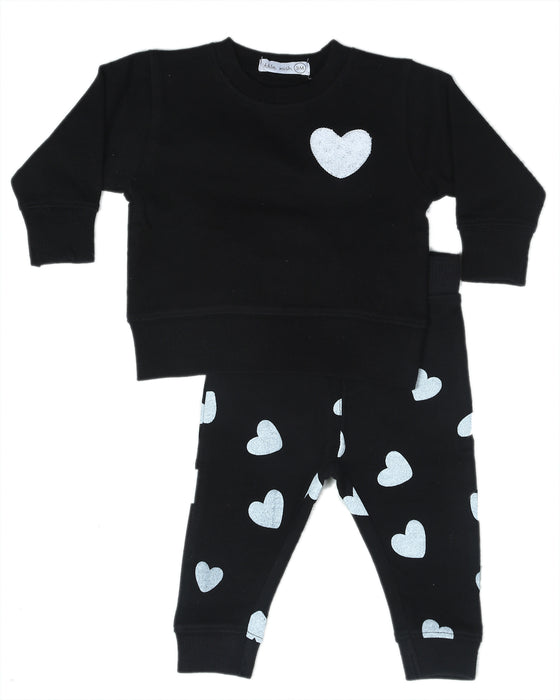 Toddler Chenille Heart Set - Black