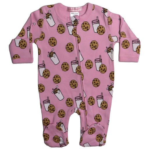 Baby Zipper Footie - Milk & Cookies Pink (8466949767452)