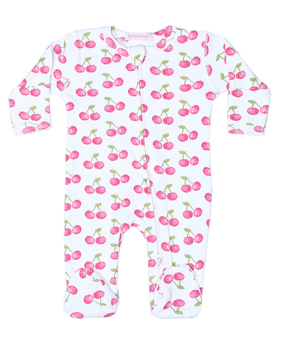 F2414 Baby Two-Way Zipper Footie - Cherries (9636190585116) (10598282264860)