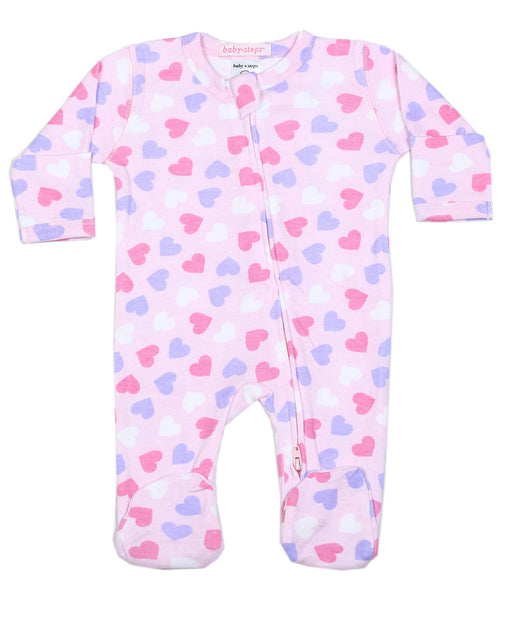 Baby Two-Way Zipper Footie - Tossed Heart (10039526293788) (10616045338908)