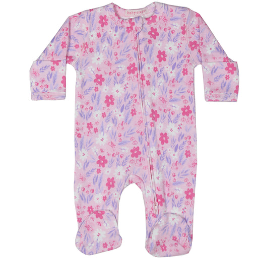 Baby Two-Way Zipper Footie - Water Color Floral (10038894854428) (10616040620316) (10616040685852)