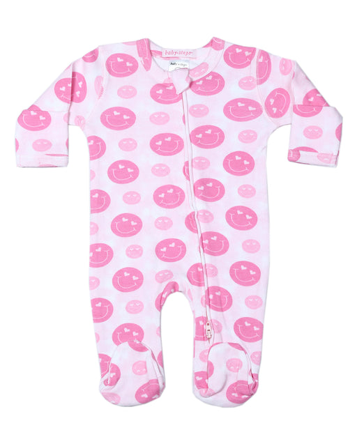 Baby Two-Way Zipper Footie - Pink Smiles (10038906290460) (10616048386332)