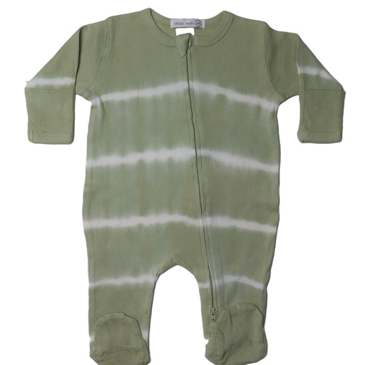 Baby Zipper Footie - 2X2 Light Olive Tie Dye (8373694431516)