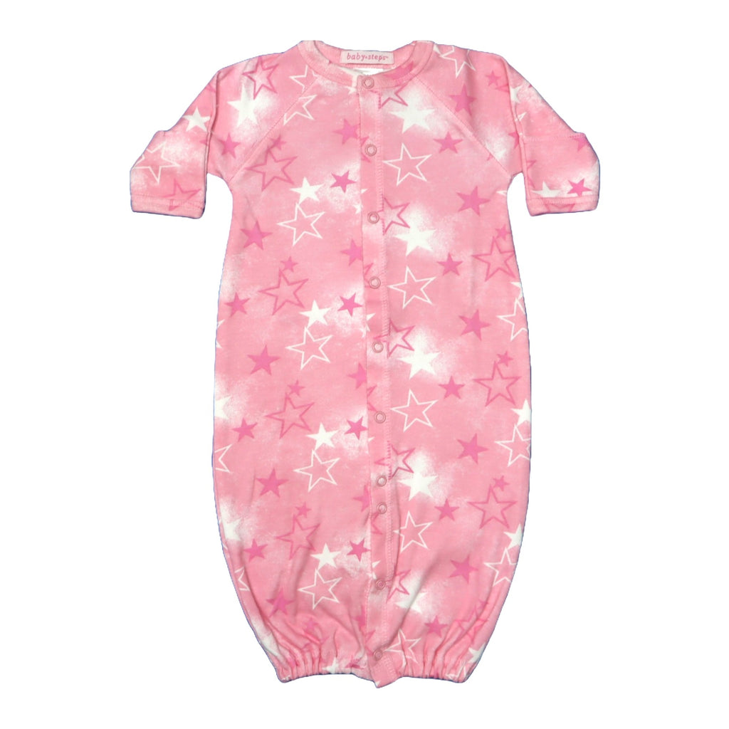 😎Baby Converter Gown - Pink Spray Stars