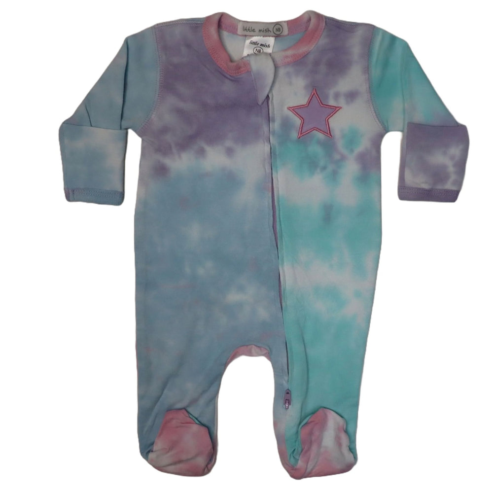 Baby Zipper Footie - Star Tie Dye (8970178658588)