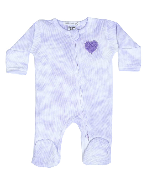Baby Thermal Two-Way Zipper Footie - Heart Tie Dye (10001276862748) (10608471441692)