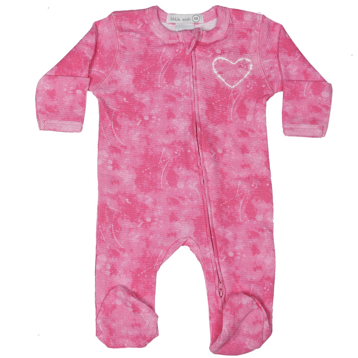 Baby Thermal Zipper Footie - Burn Out Heart (10001285808412) (10617101975836)