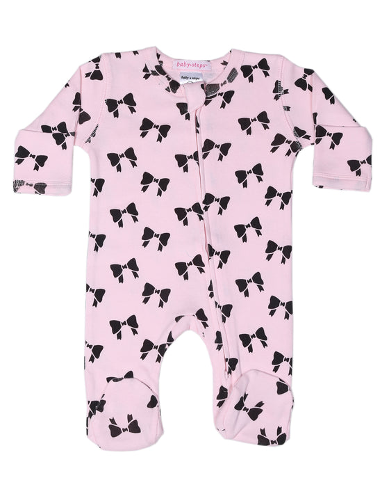 Baby Zipper Footie - Bows