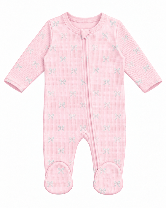 Baby Thermal Footie - All Over Glitter Bows