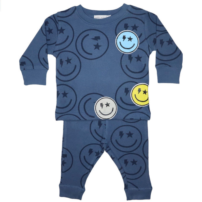 Baby Long Sleeve Shirt and Pants Set - Drippie Smiles Denim Thermal (8173788954908)