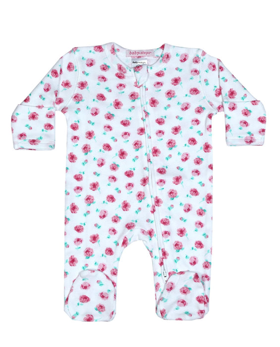 Baby Zipper Footie - Ditsy Rose