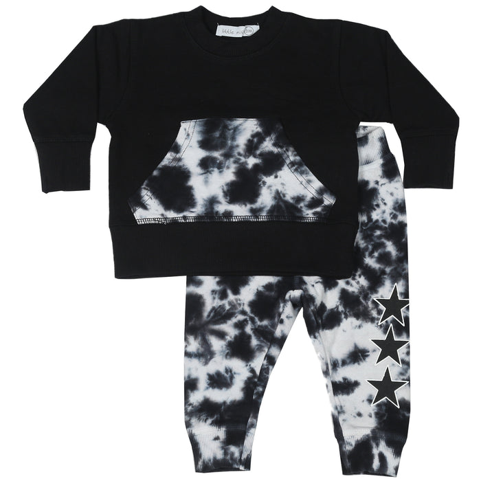 Baby Shirt and Pants Set - Black Tie Dye (10002847269148) (10608452731164)