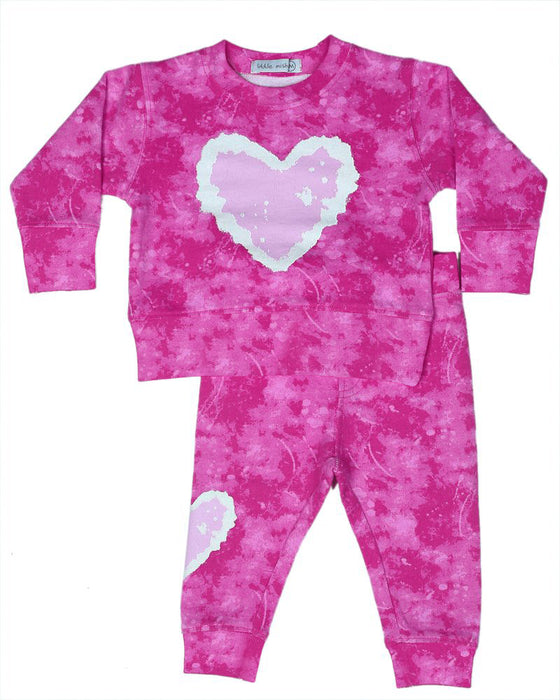 Baby Tie Dye Heart Set - Fuchsia