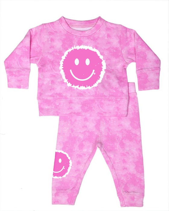 Toddler Tie Dye Smiley Set - Pink