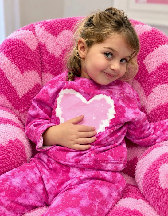 Toddler Tie Dye Heart Set - Fuchsia