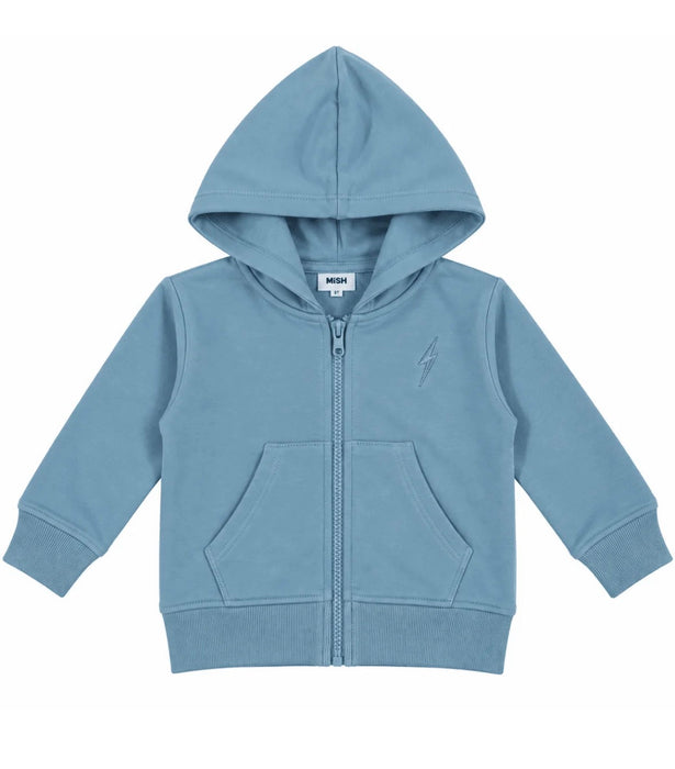 Kids Bolt Zip Hoodie - Dusty Blue