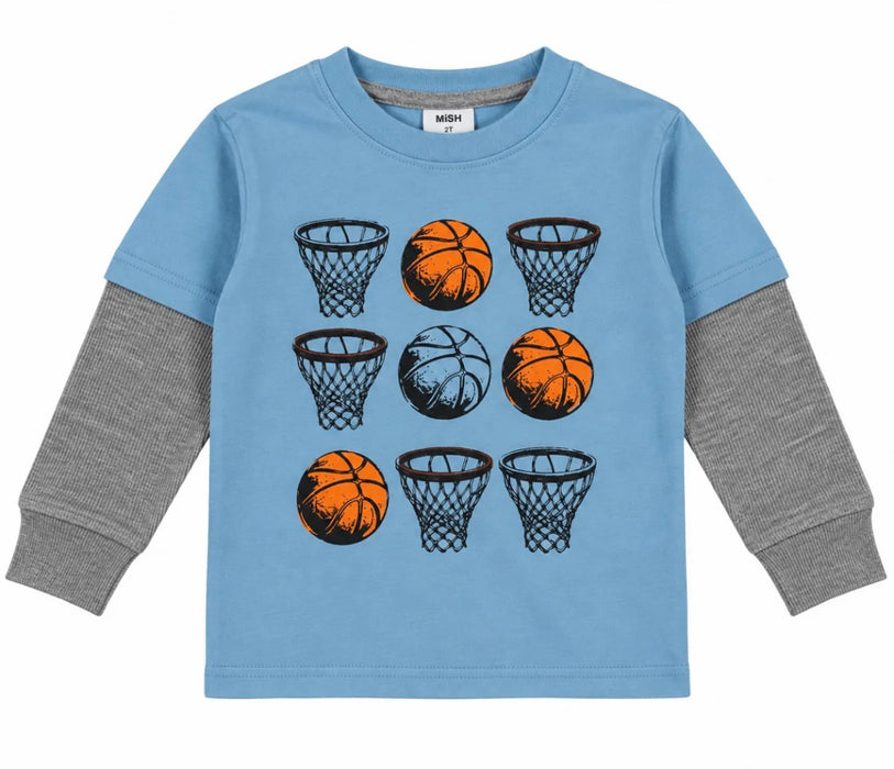 Kids Two-fer Shirt - Basketball Grid