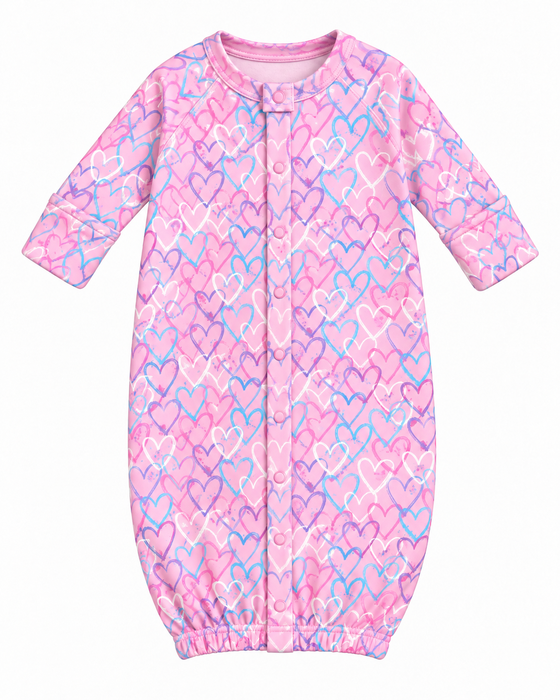 Baby Converter Gown - Graffiti Hearts