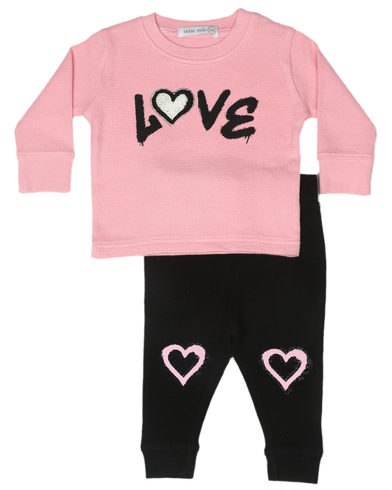 Toddler Graffiti Heart Thermal Set - Pink