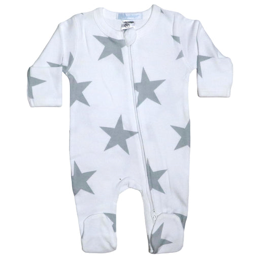 Baby Zipper Footie - Large Star Grey (8476931555612)