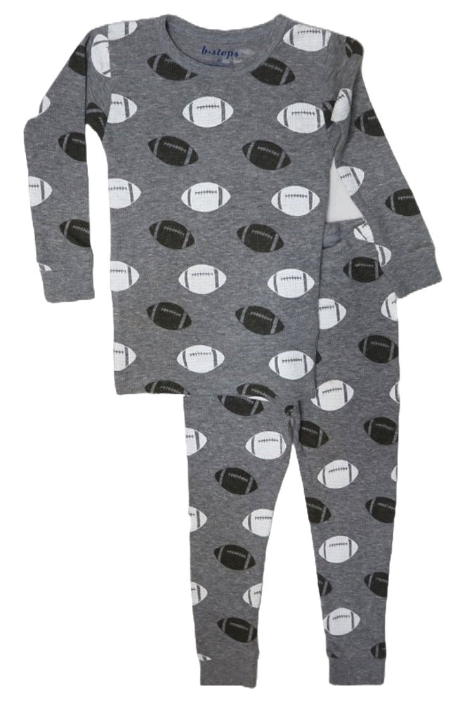 Kids Printed Thermal Pajamas - Football (8466740019484)