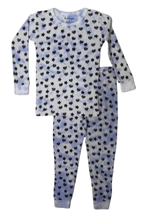 Kids Printed Thermal Pajamas - Lilac Scribble Hearts and Stars (8466698535196)