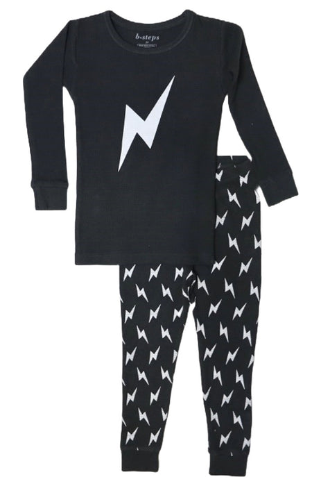 Kids Thermal Printed Pajamas - Bolts on Coal — Baby Steps and Mish Kids